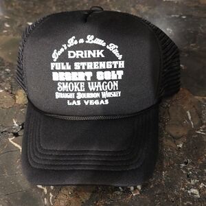 Black Trucker Hat with White Text
